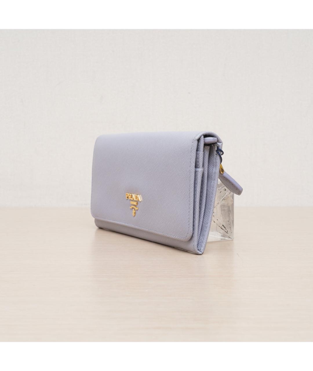 PRADA Серый кожаный кошелек, фото 4