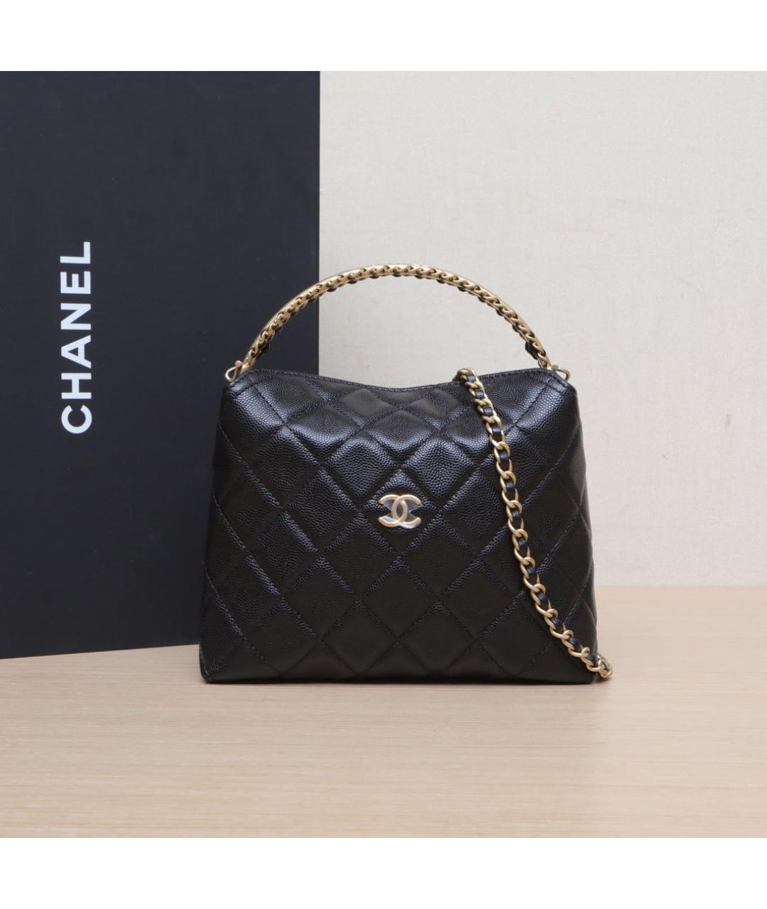 CHANEL Черная кожаная сумка через плечо, фото 2