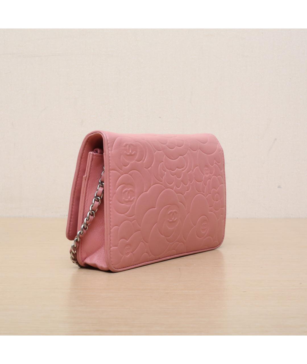 CHANEL Коралловая кожаная сумка через плечо, фото 6