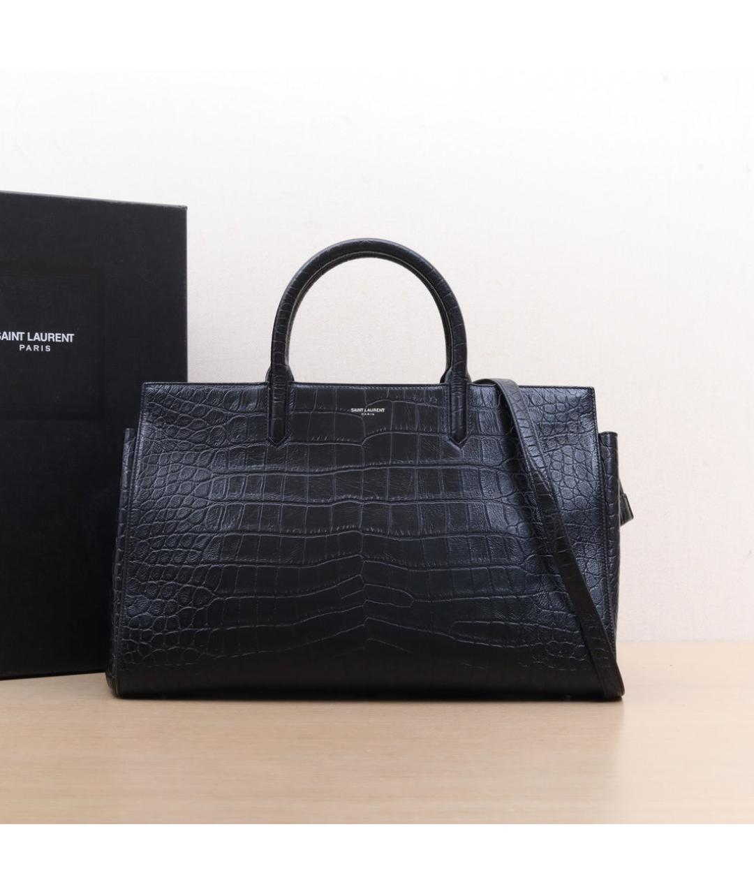 SAINT LAURENT Черная кожаная сумка через плечо, фото 2