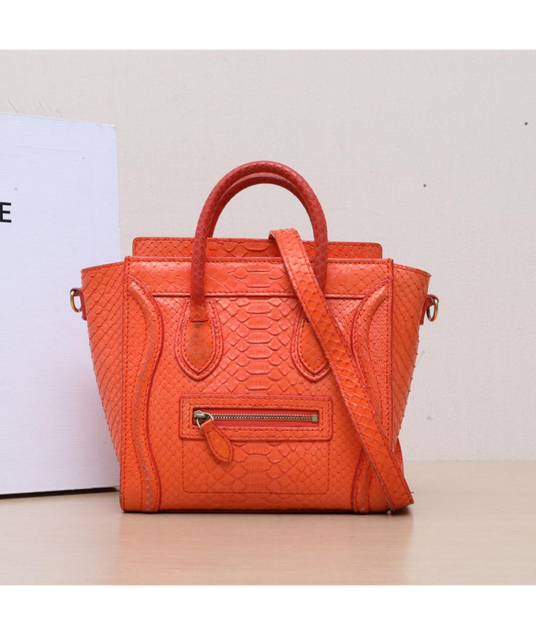 CELINE Оранжевая кожаная сумка через плечо, фото 2
