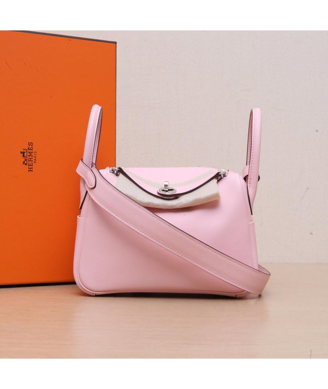 HERMES Розовая кожаная сумка через плечо, фото 2