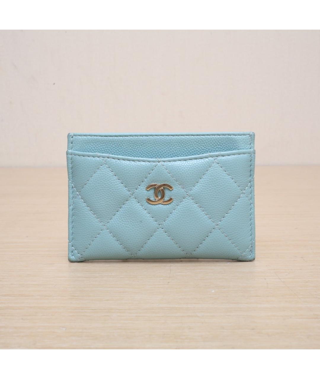 CHANEL Голубой кожаный кошелек, фото 3