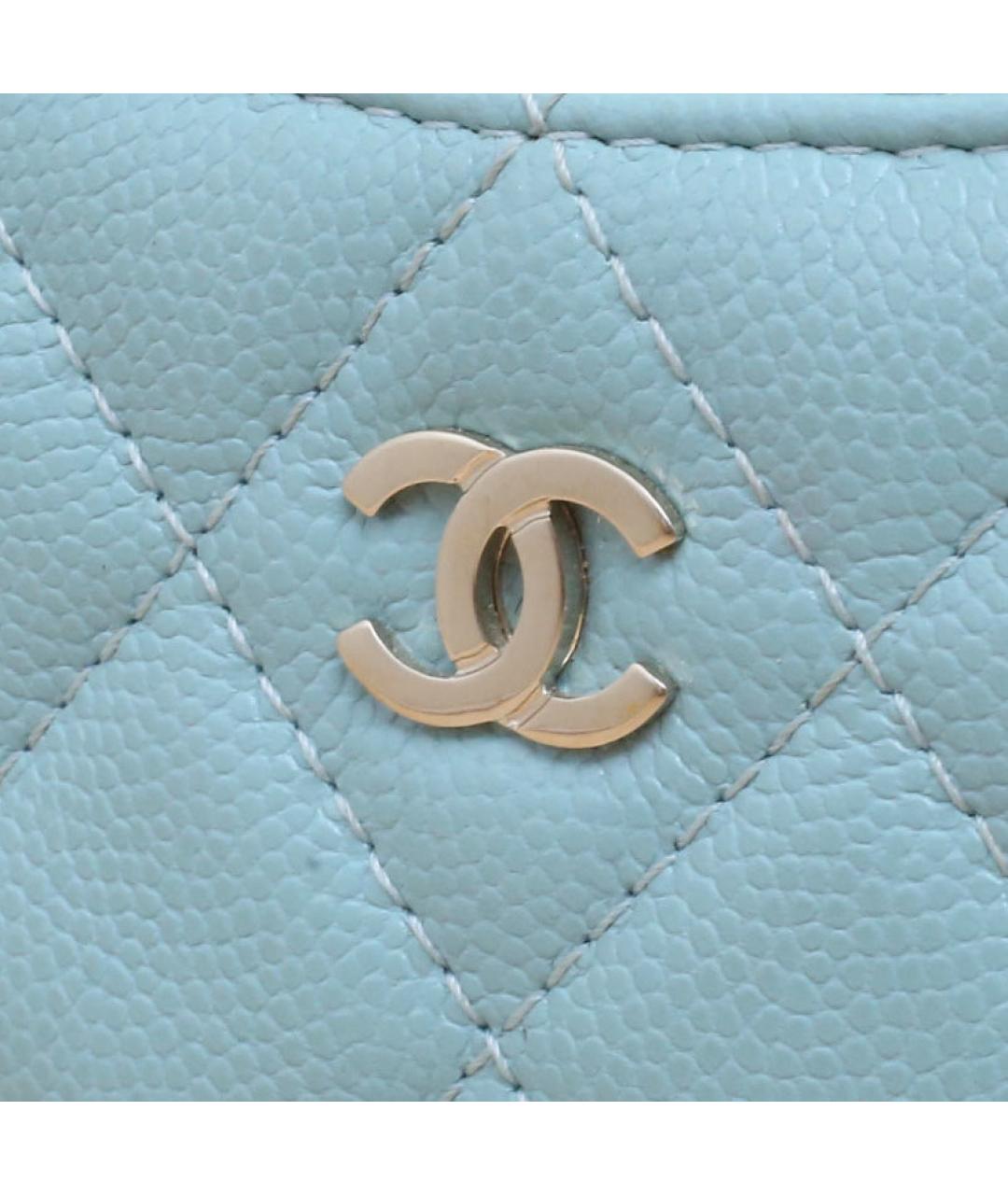 CHANEL Голубой кожаный кошелек, фото 8