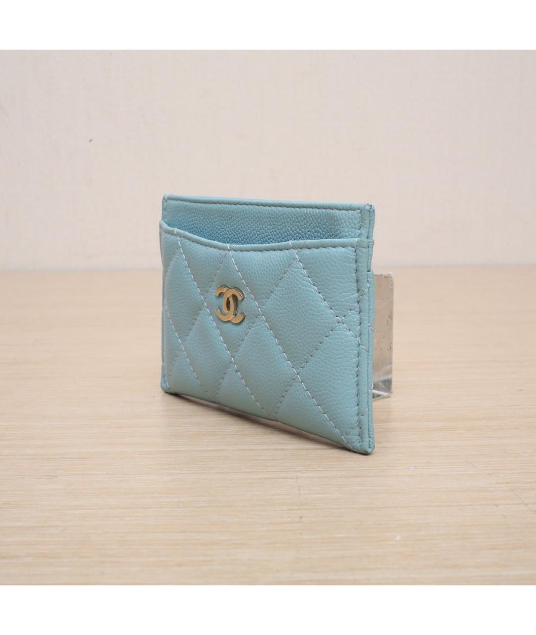 CHANEL Голубой кожаный кошелек, фото 4