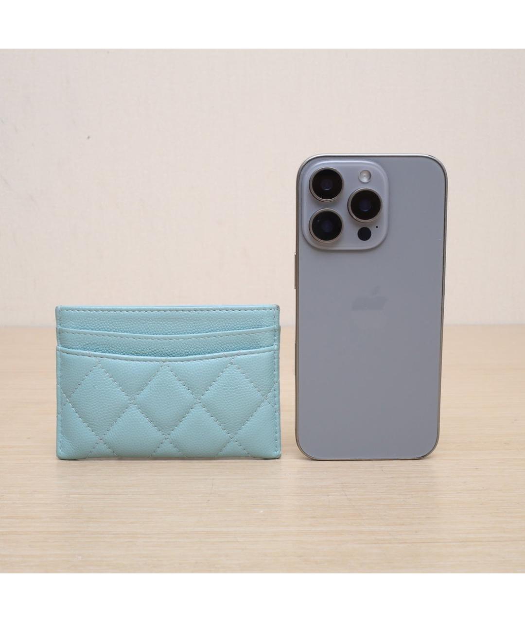 CHANEL Голубой кожаный кошелек, фото 7