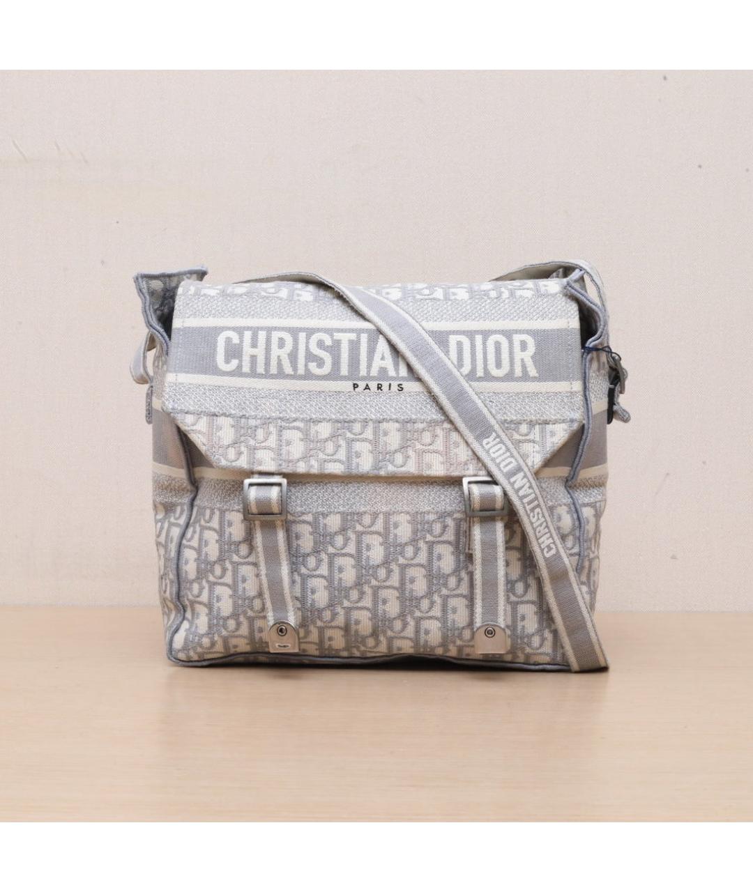 CHRISTIAN DIOR Серая тканевая сумка через плечо, фото 3