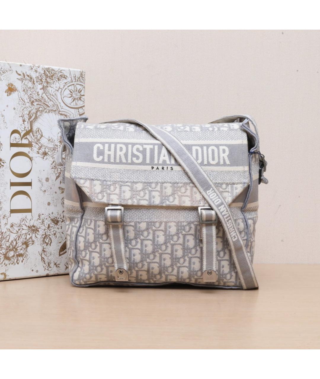CHRISTIAN DIOR Серая тканевая сумка через плечо, фото 2