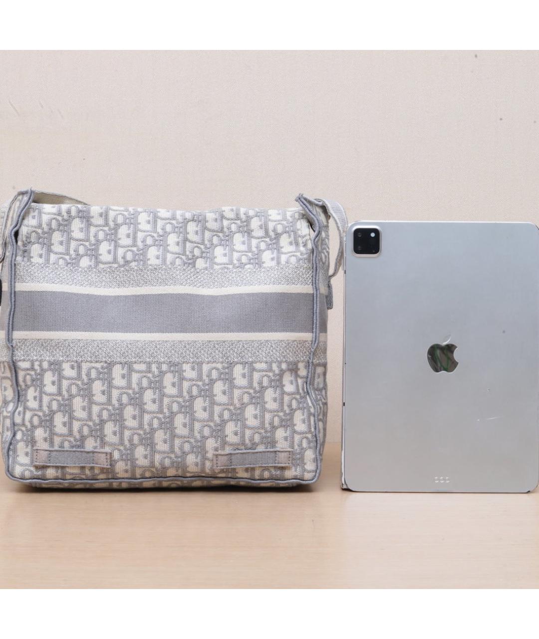 CHRISTIAN DIOR Серая тканевая сумка через плечо, фото 7