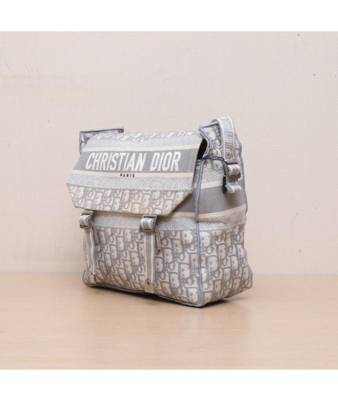 CHRISTIAN DIOR Серая тканевая сумка через плечо, фото 4