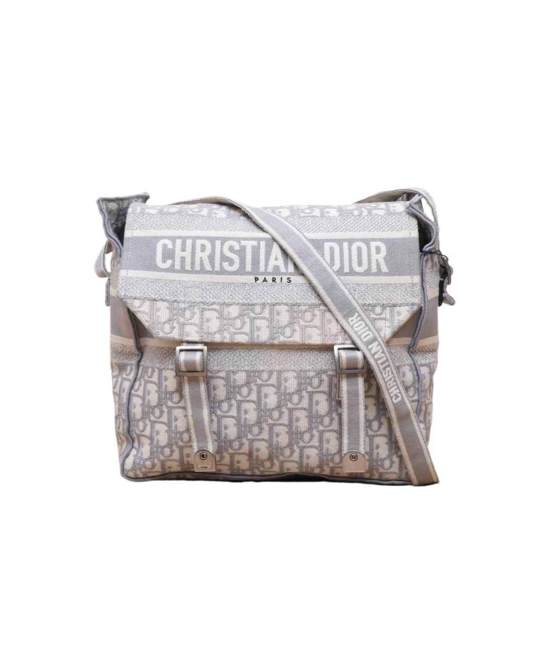 CHRISTIAN DIOR Серая тканевая сумка через плечо, фото 1