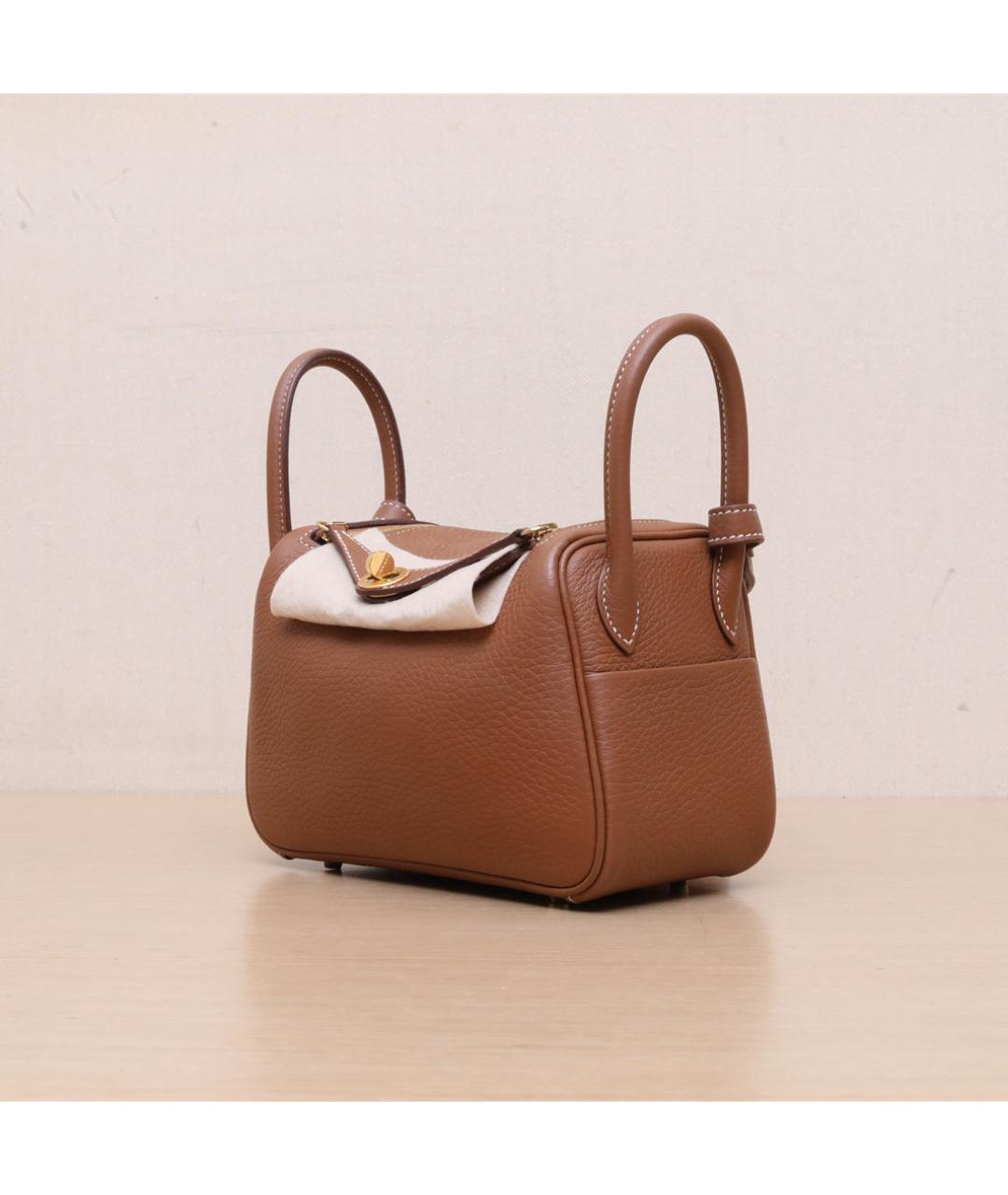 HERMES Коричневая кожаная сумка через плечо, фото 4