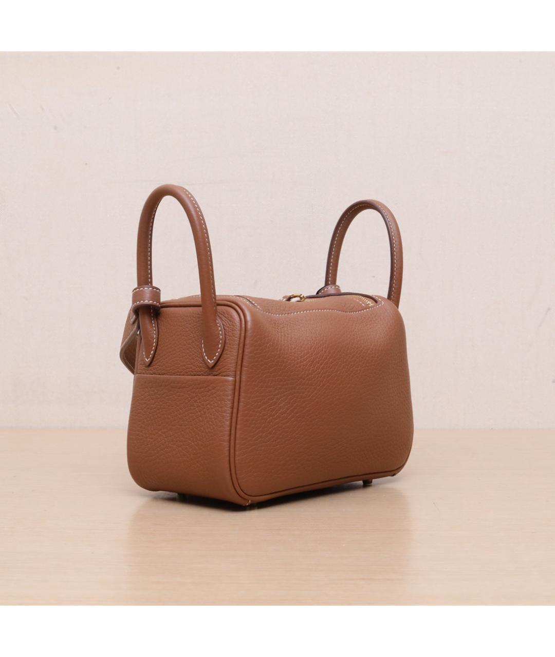 HERMES Коричневая кожаная сумка через плечо, фото 6