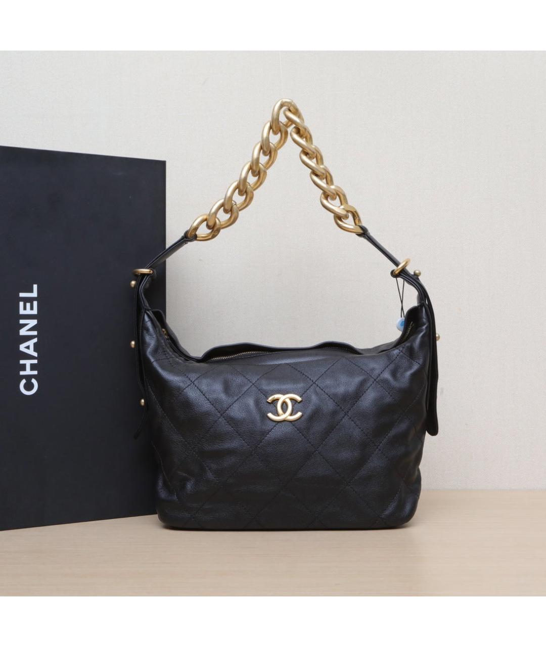 CHANEL Черная кожаная сумка через плечо, фото 2