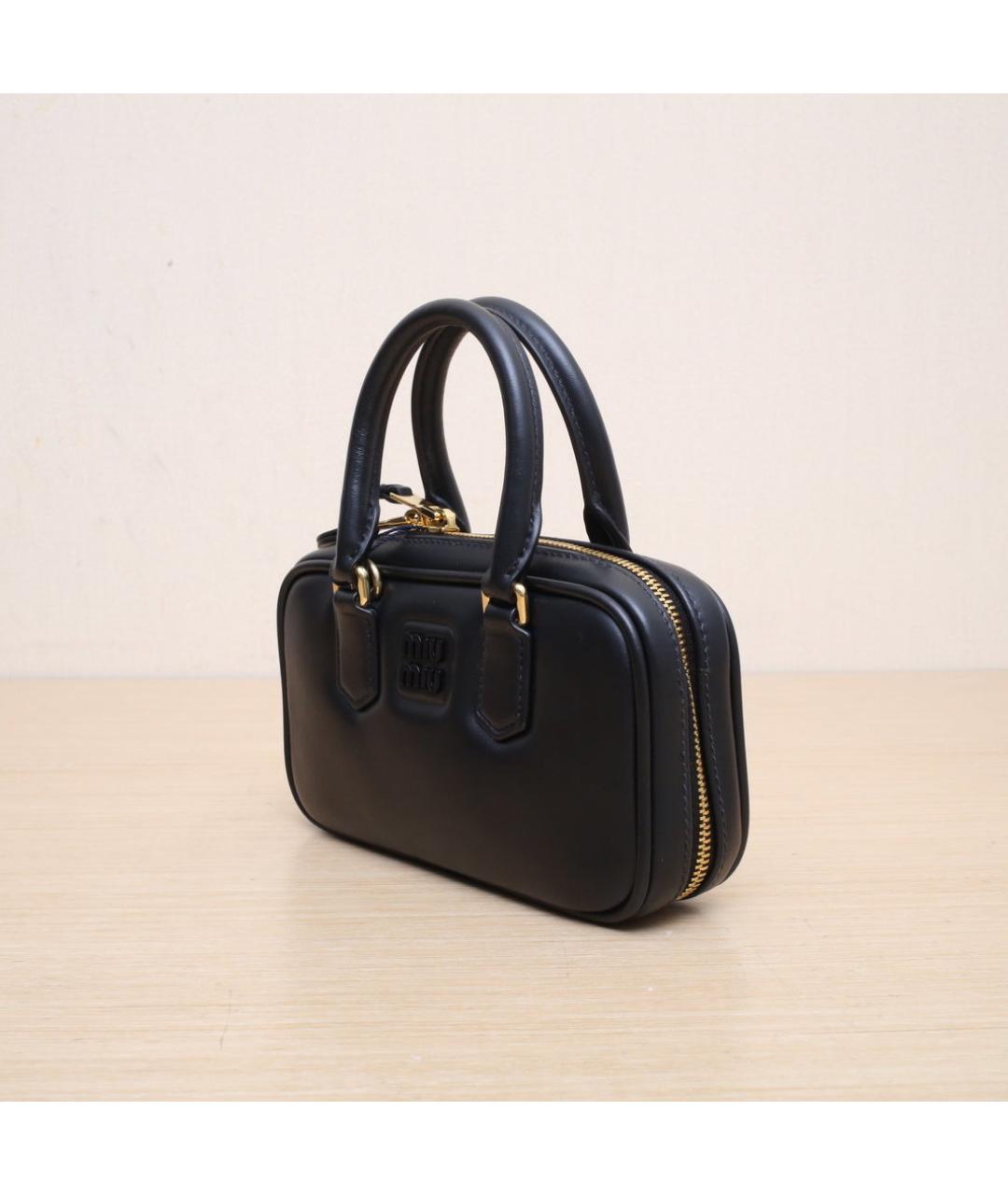 MIU MIU Черная кожаная сумка через плечо, фото 4