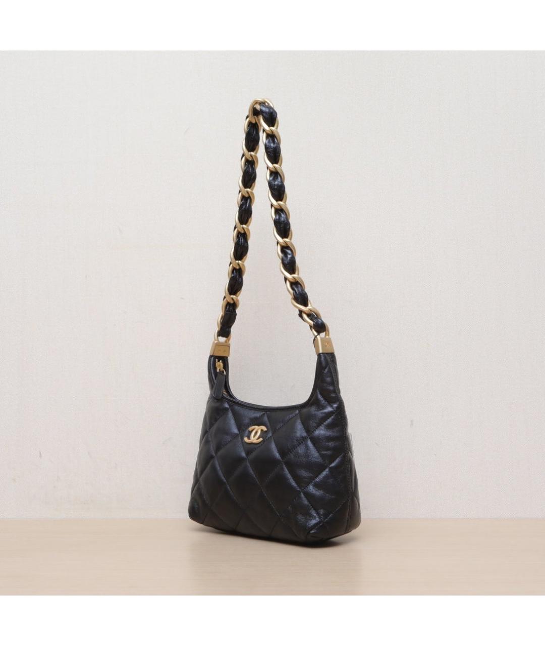 CHANEL Черная кожаная сумка через плечо, фото 4