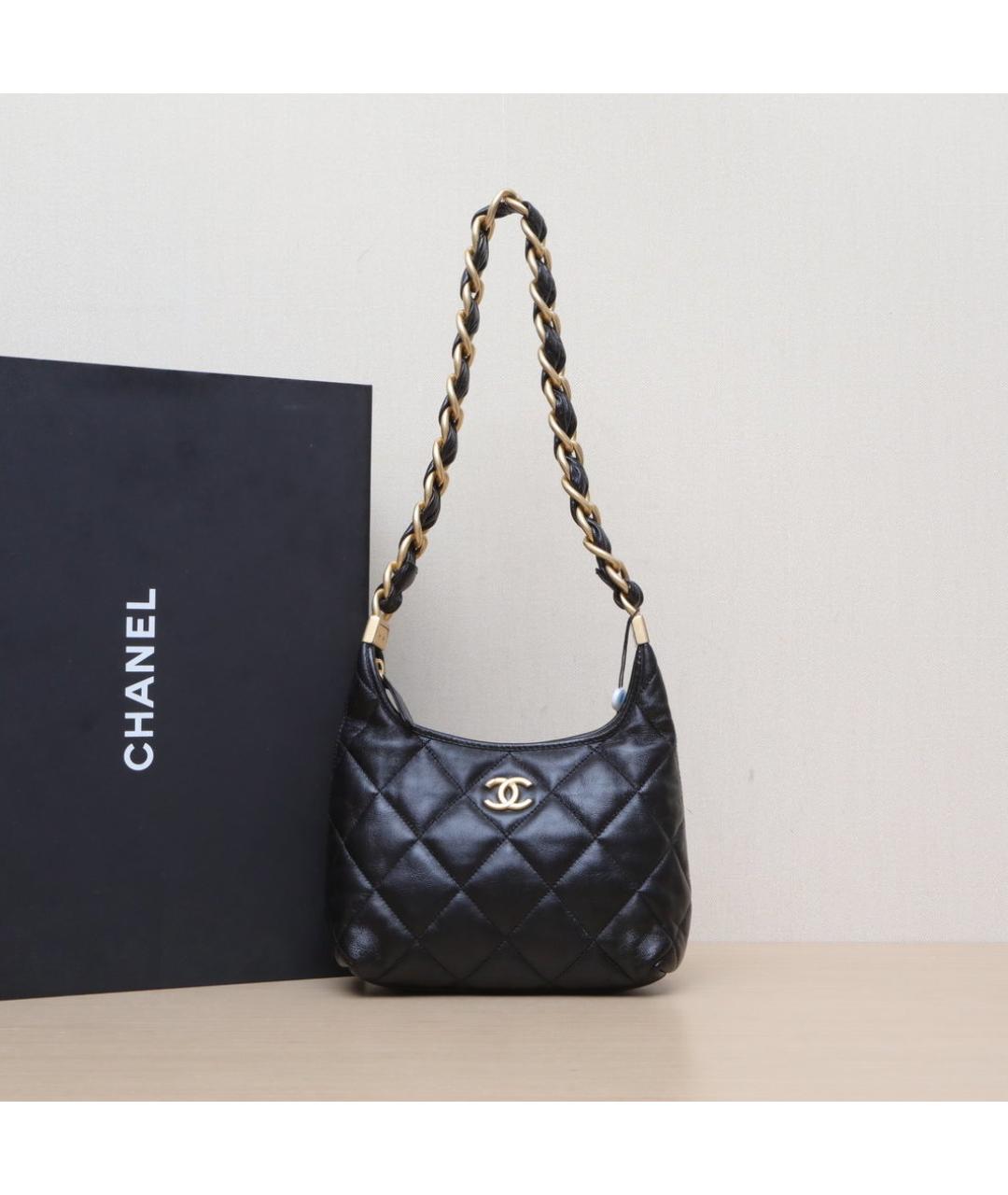 CHANEL Черная кожаная сумка через плечо, фото 2