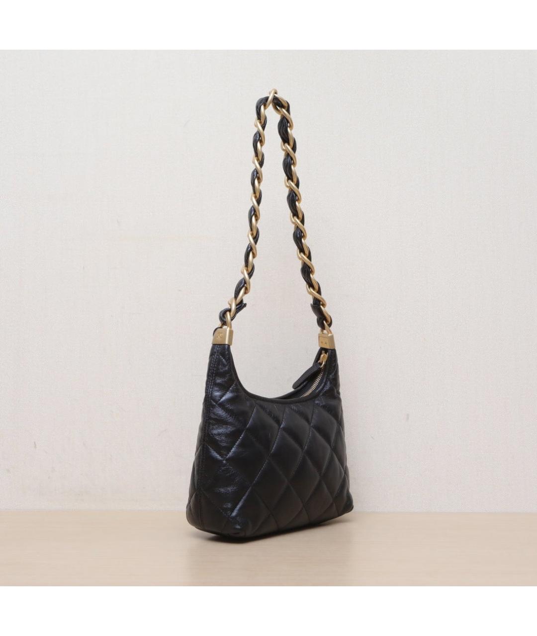 CHANEL Черная кожаная сумка через плечо, фото 6