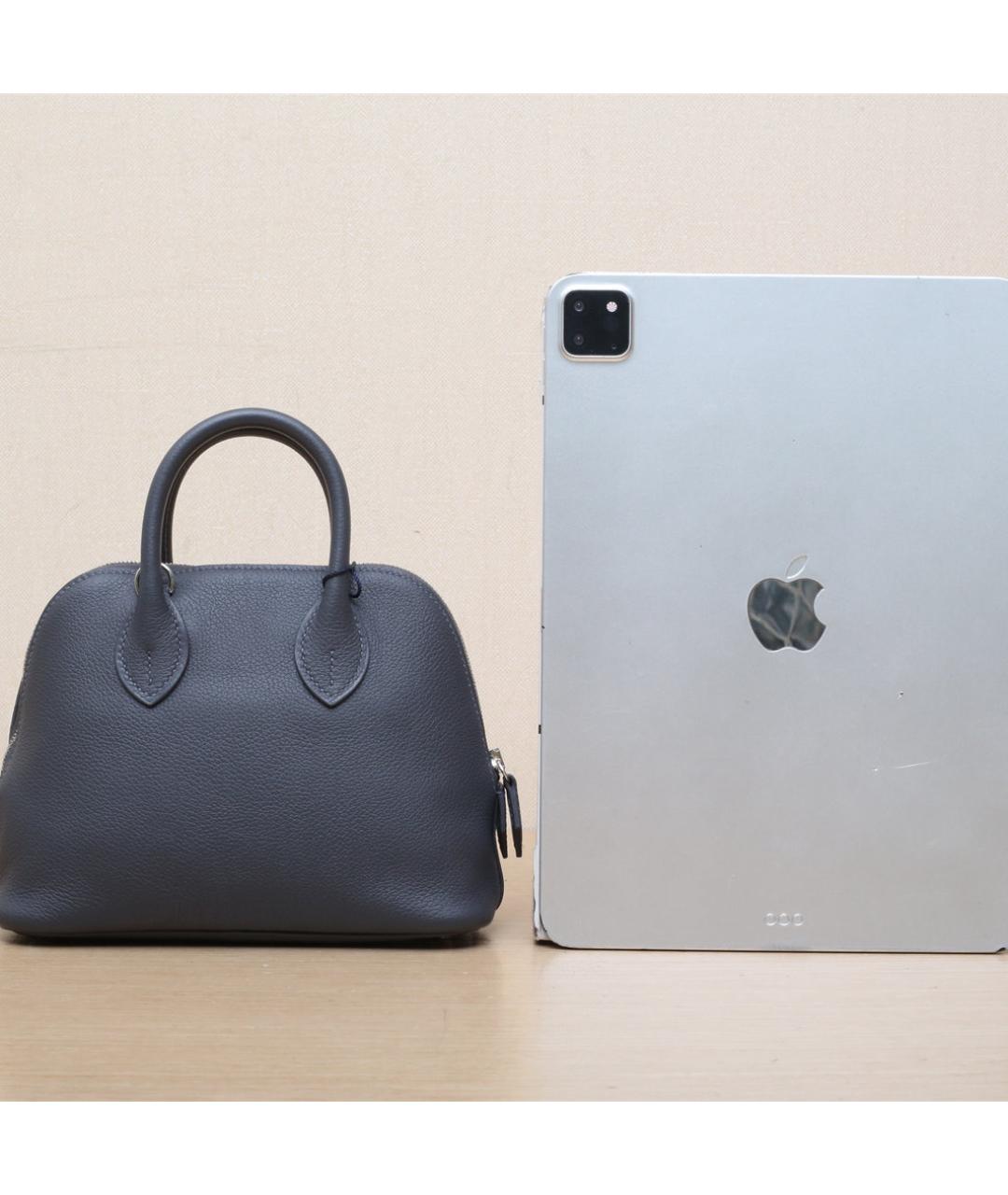 HERMES Серая кожаная сумка через плечо, фото 7