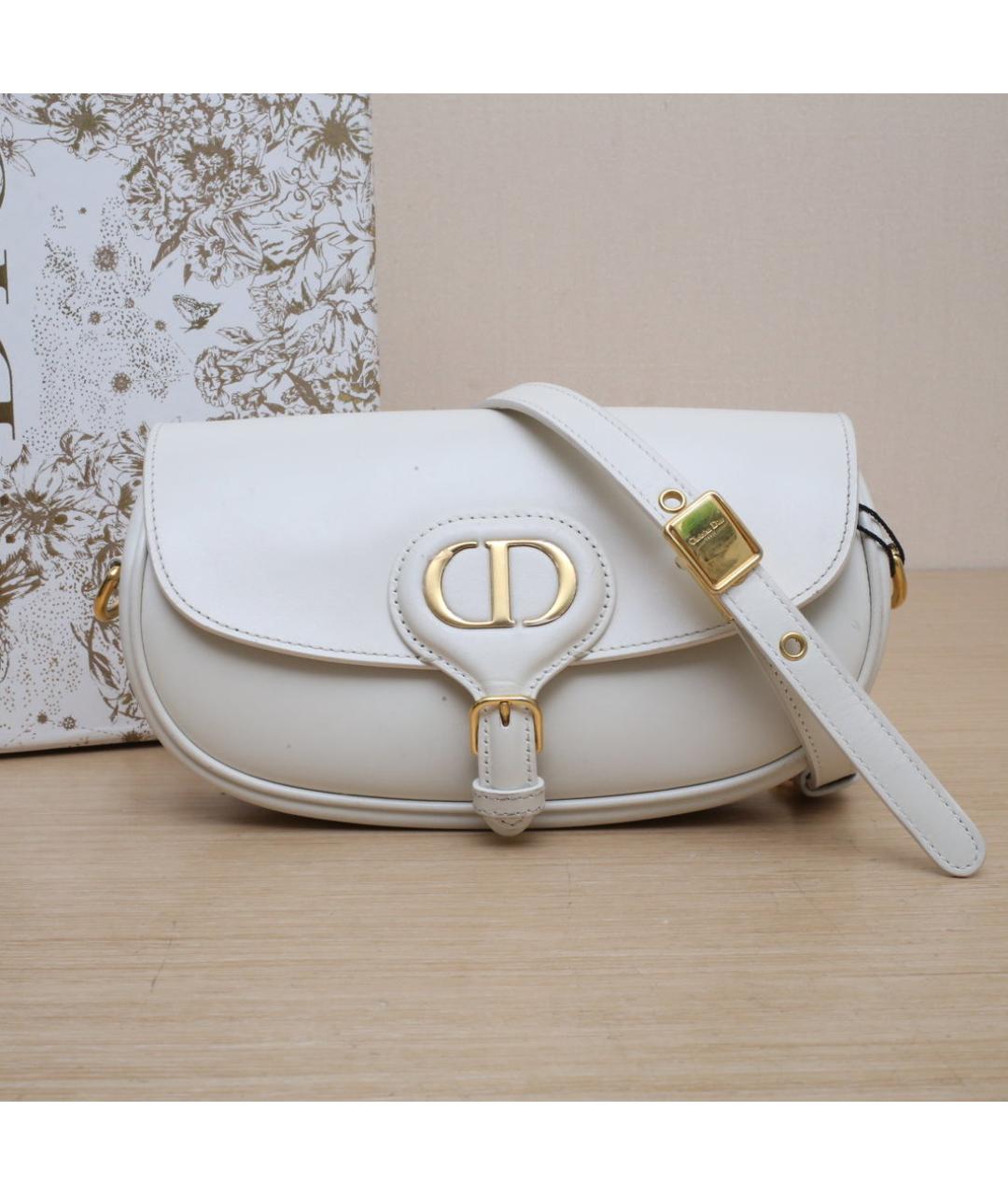 CHRISTIAN DIOR Белая кожаная сумка через плечо, фото 2