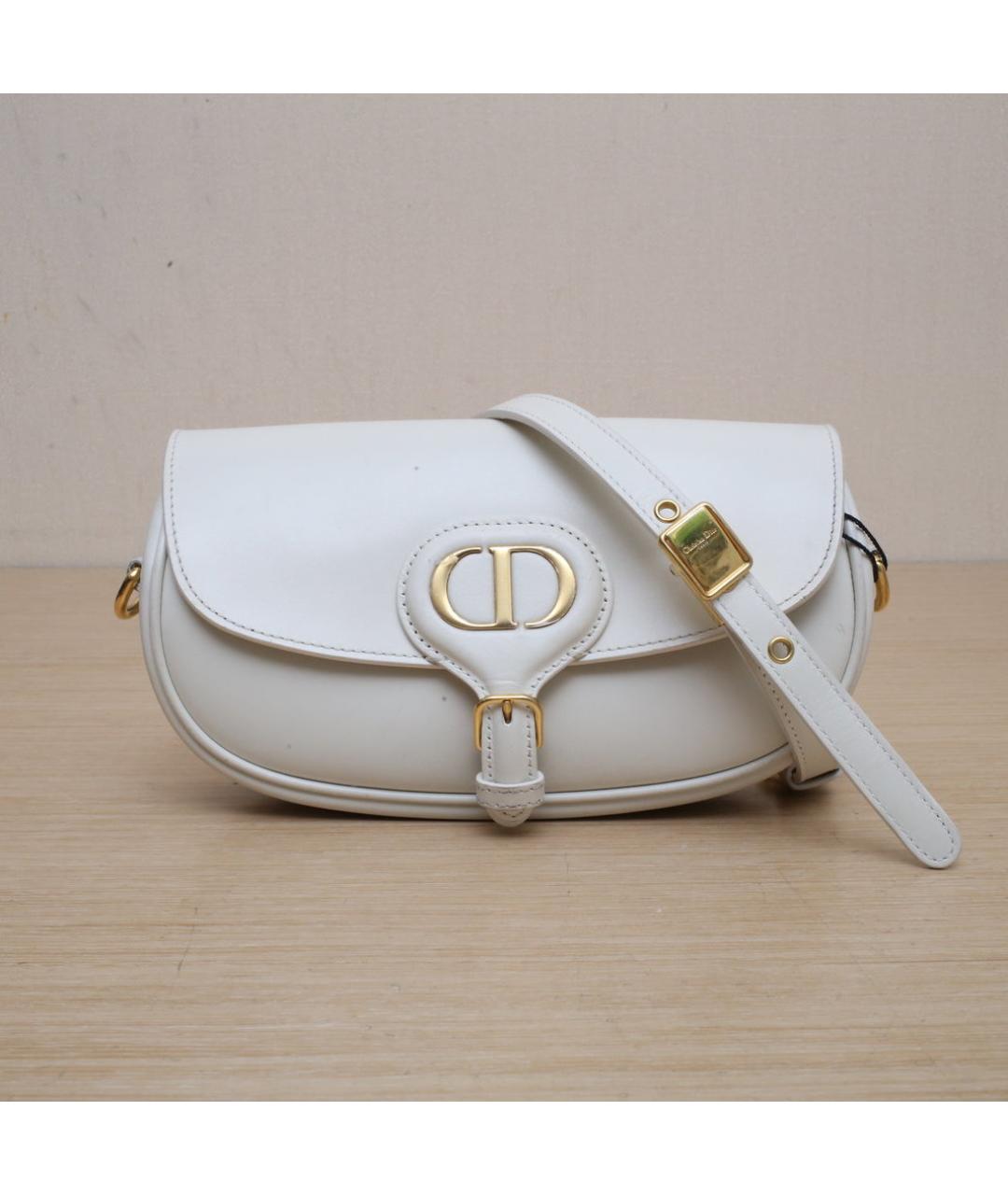 CHRISTIAN DIOR Белая кожаная сумка через плечо, фото 3