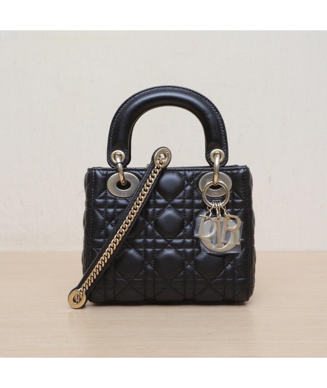 CHRISTIAN DIOR Черная кожаная сумка через плечо, фото 3