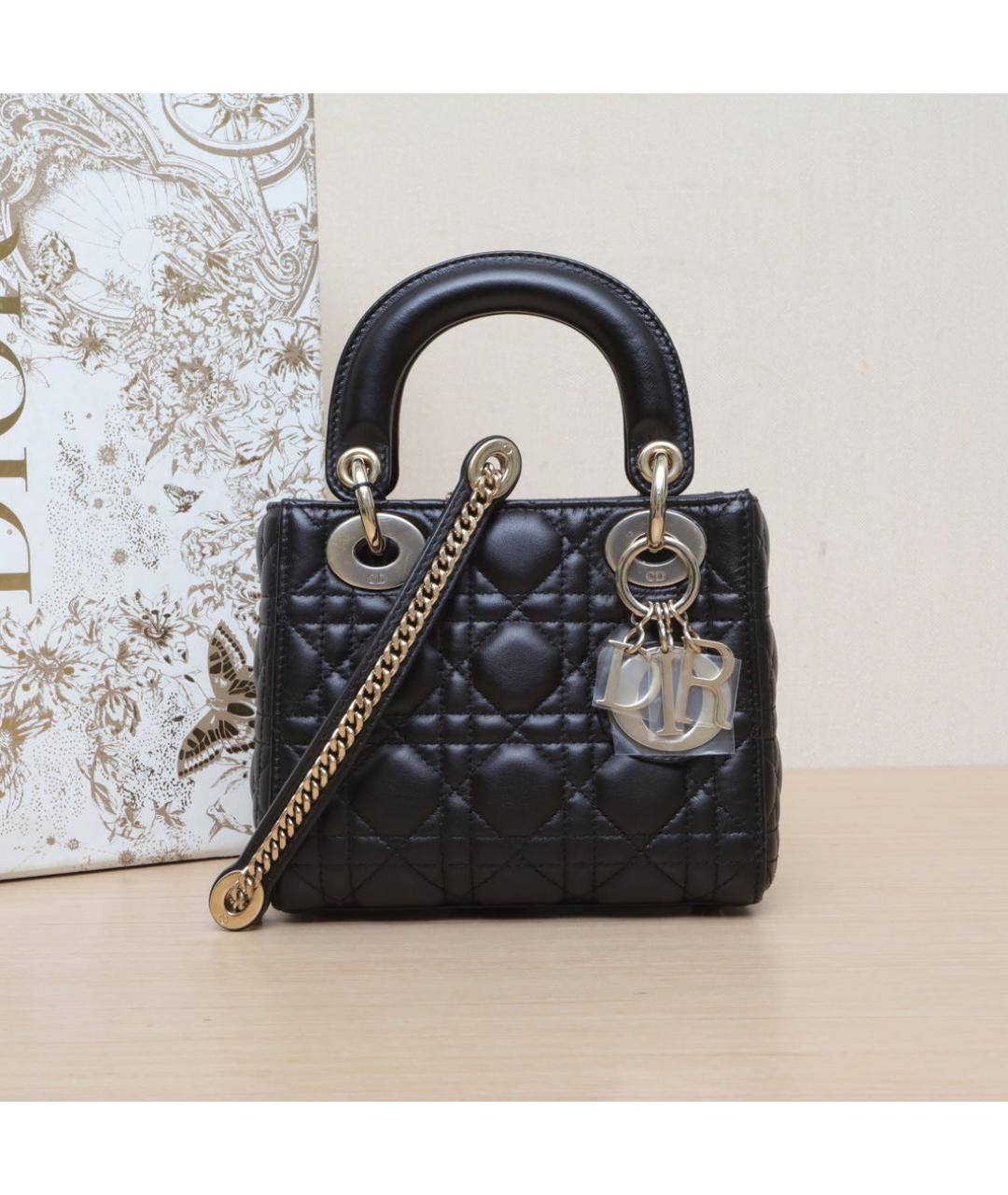 CHRISTIAN DIOR Черная кожаная сумка через плечо, фото 2