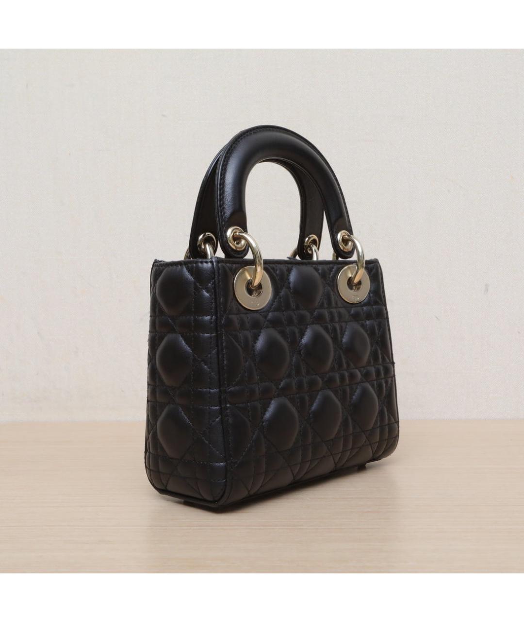 CHRISTIAN DIOR Черная кожаная сумка через плечо, фото 6