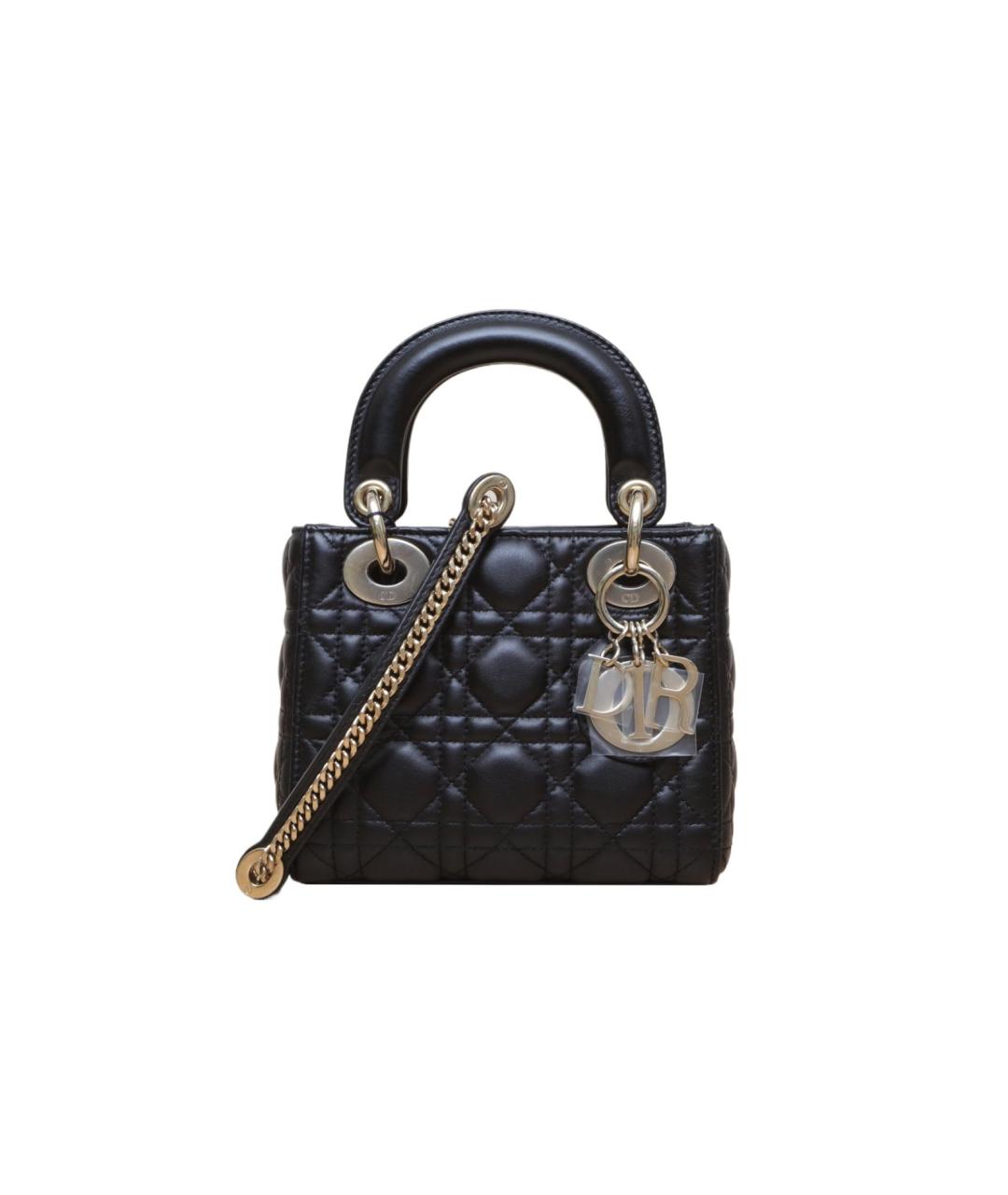 CHRISTIAN DIOR Черная кожаная сумка через плечо, фото 1