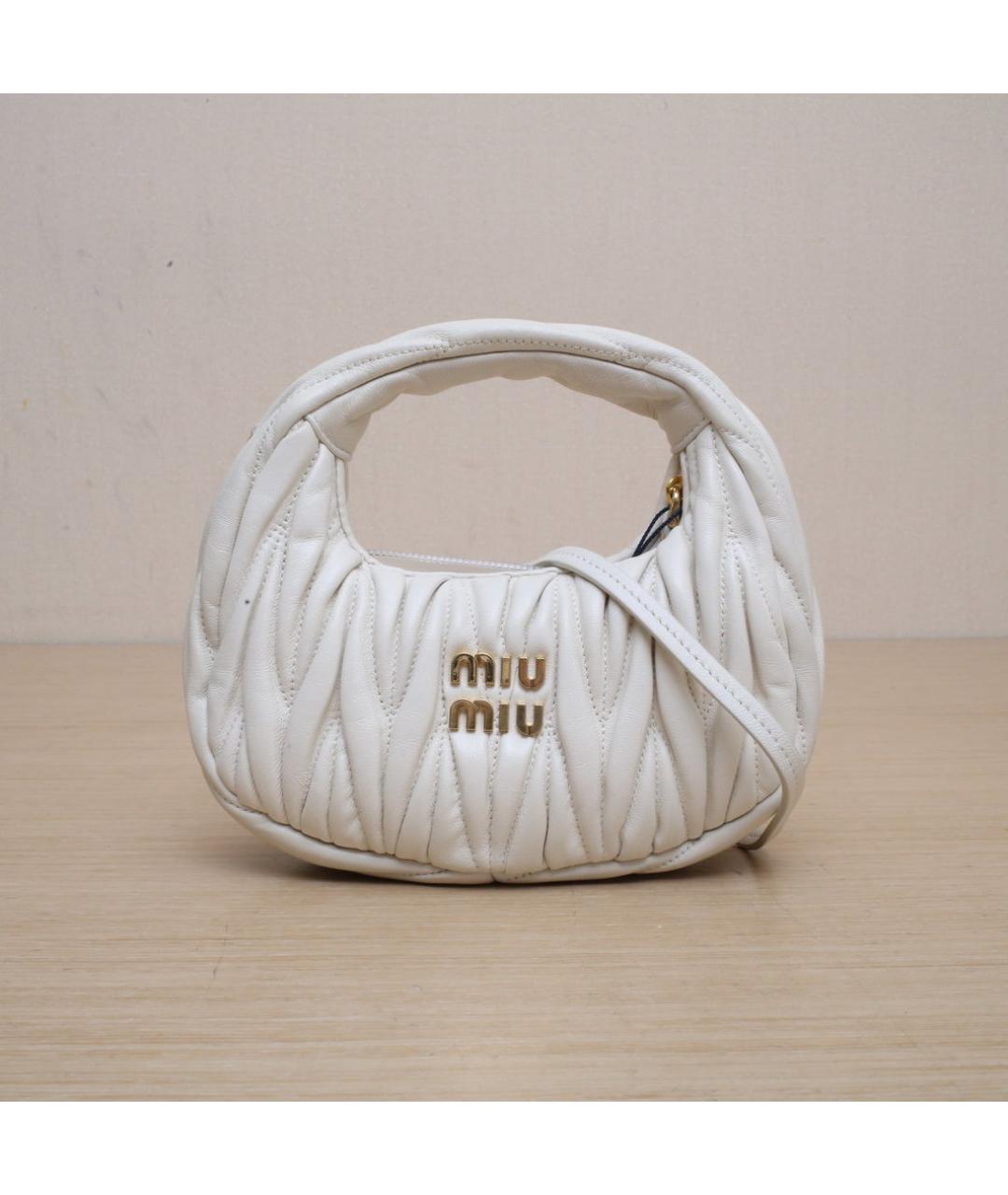 MIU MIU Белая кожаная сумка через плечо, фото 2