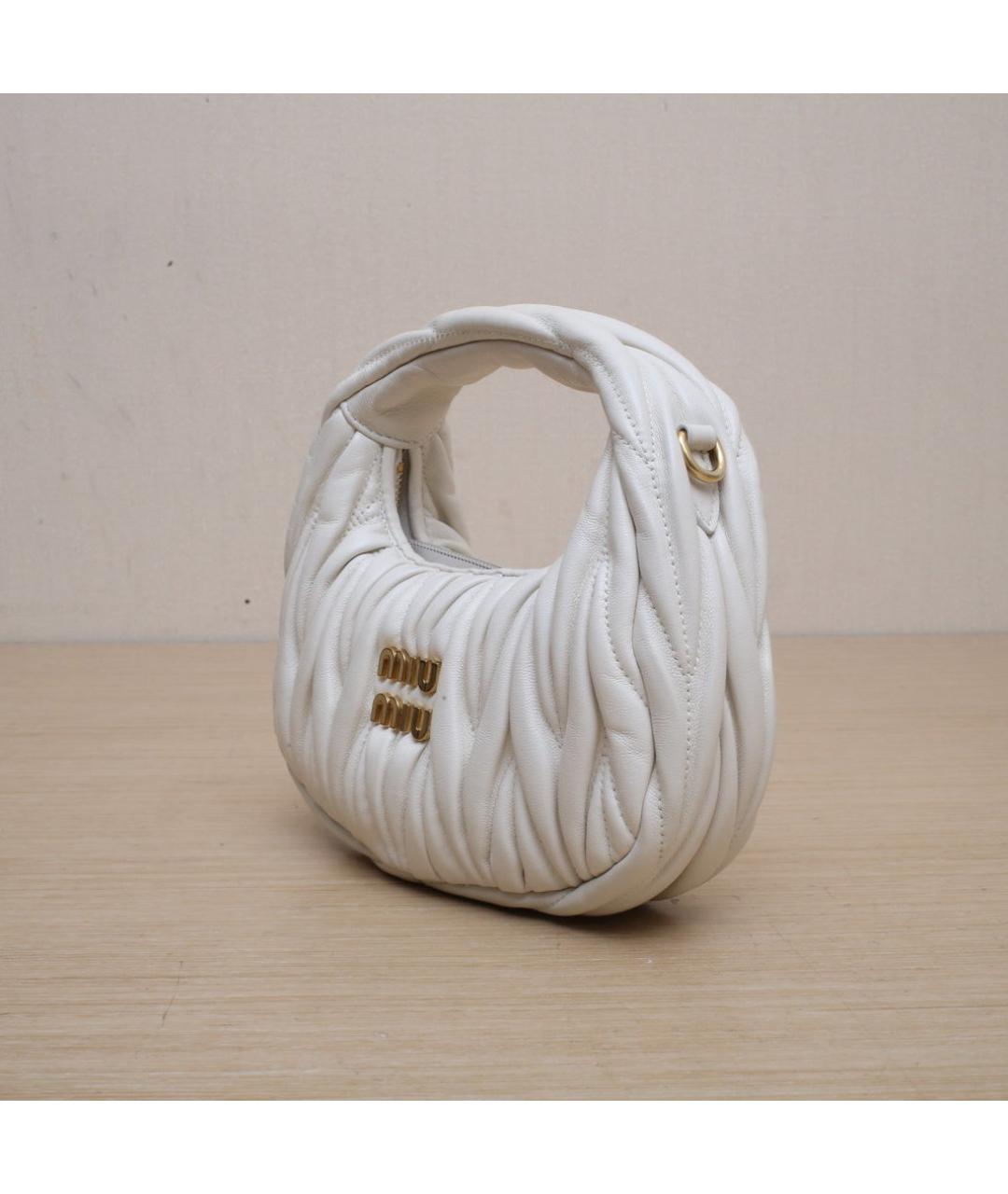 MIU MIU Белая кожаная сумка через плечо, фото 4