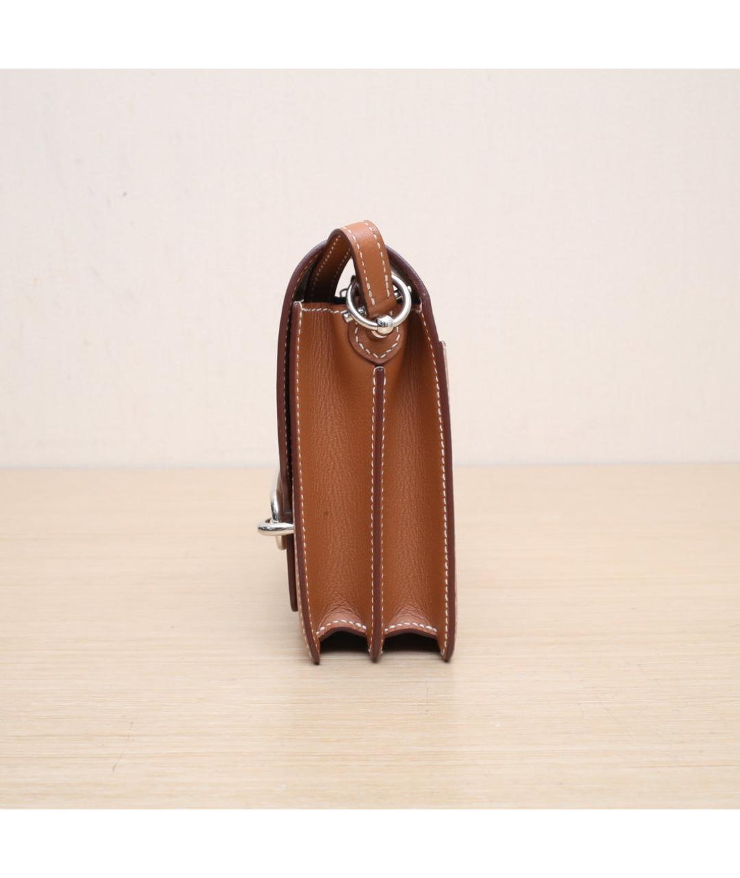 HERMES Коричневая кожаная сумка через плечо, фото 5