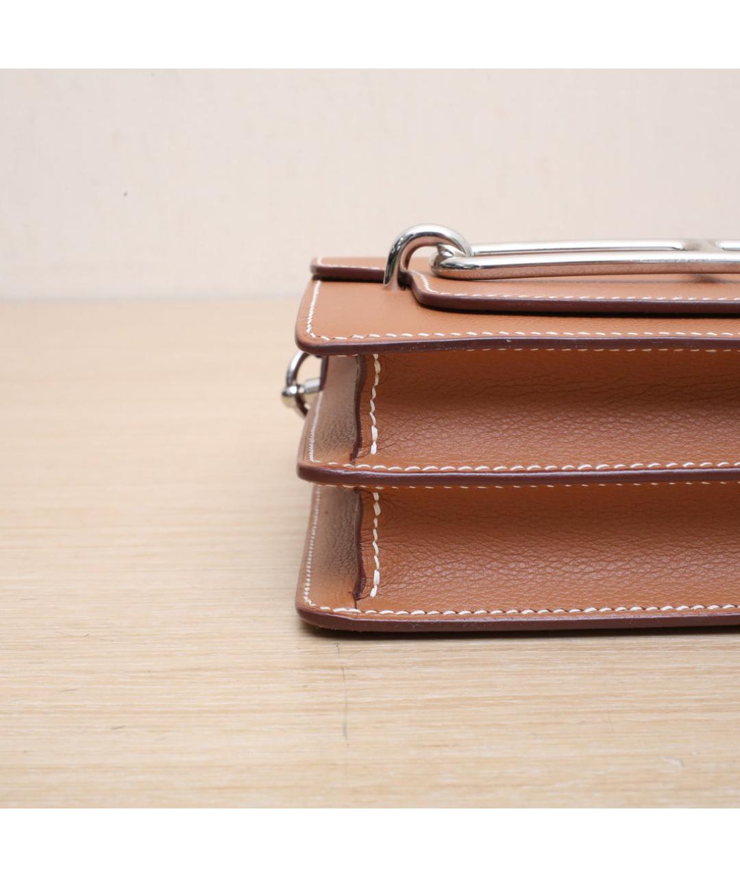 HERMES Коричневая кожаная сумка через плечо, фото 9