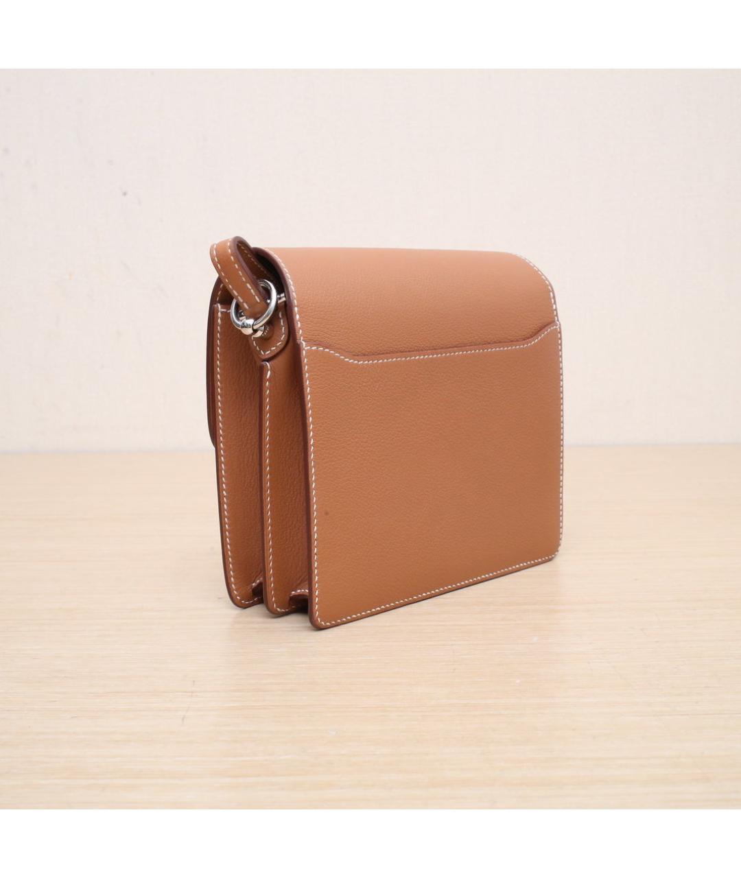 HERMES Коричневая кожаная сумка через плечо, фото 6