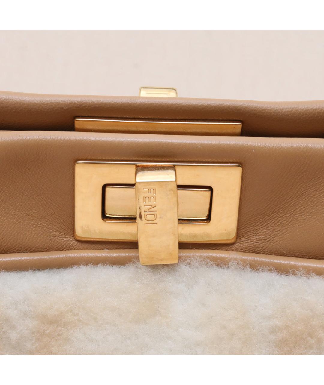 FENDI Бежевая шерстяная сумка через плечо, фото 8