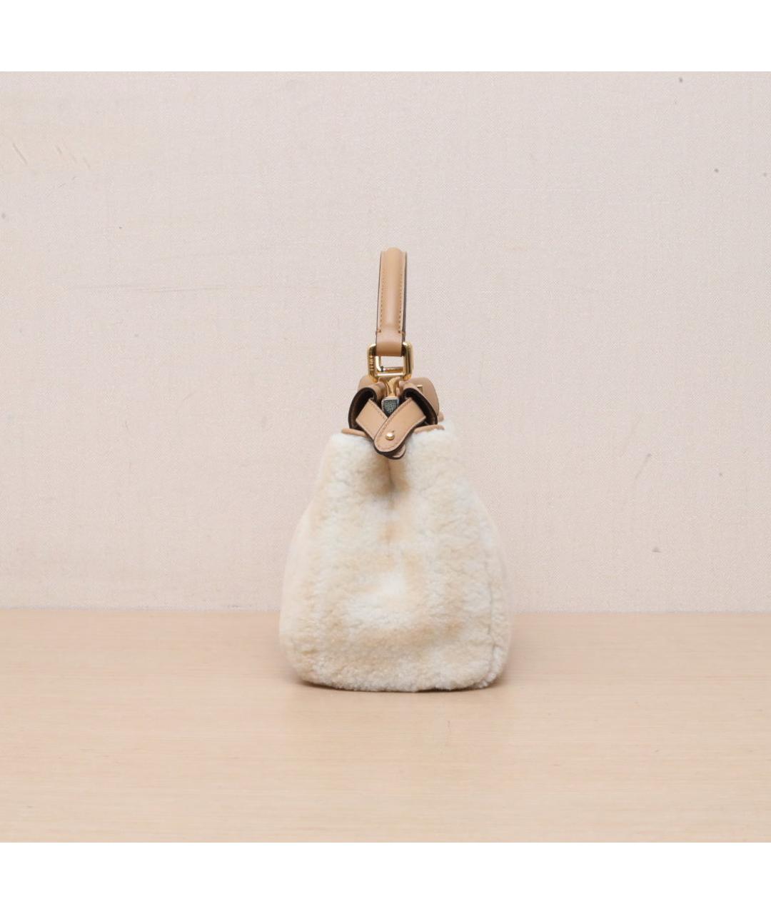 FENDI Бежевая шерстяная сумка через плечо, фото 5