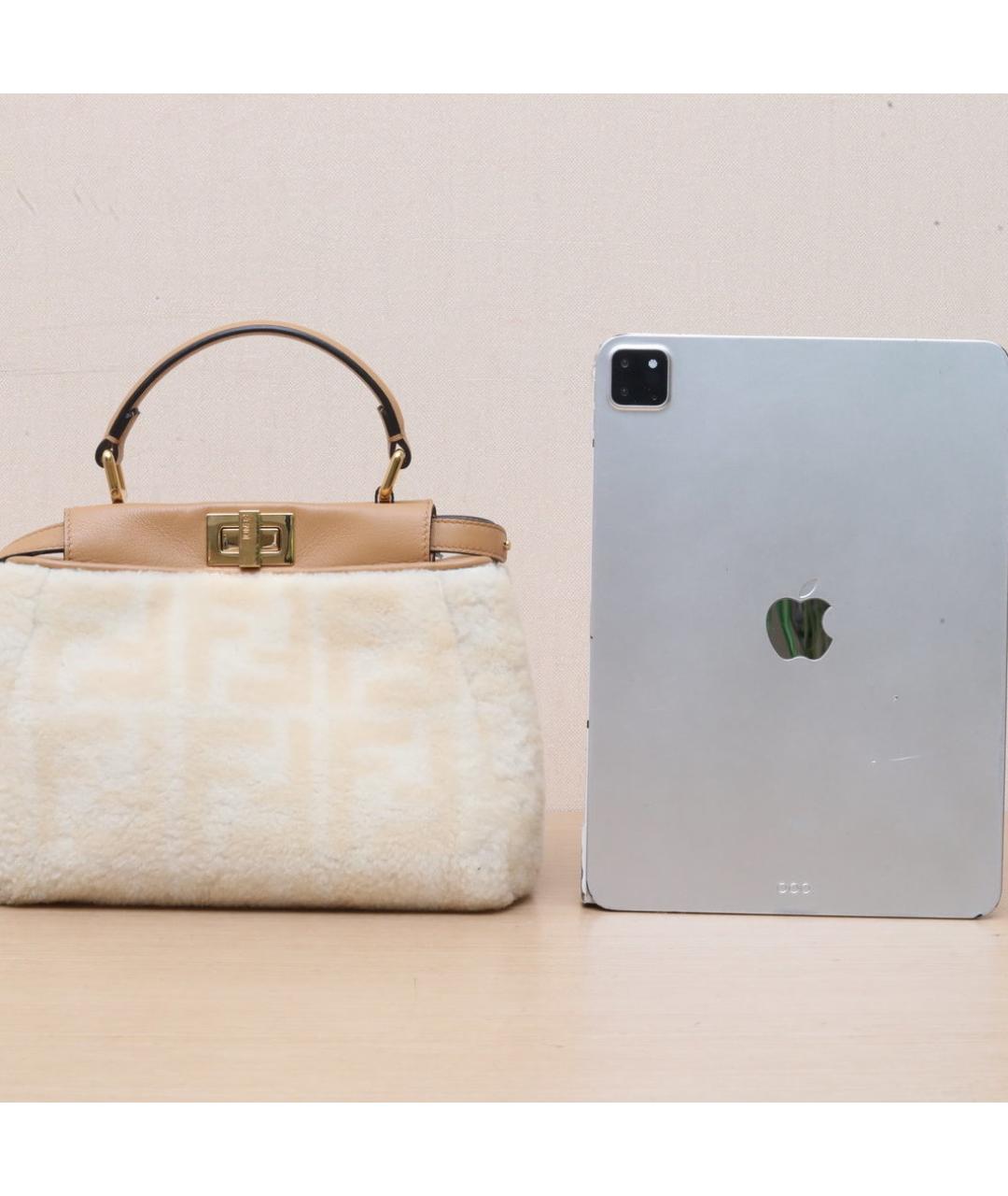 FENDI Бежевая шерстяная сумка через плечо, фото 7