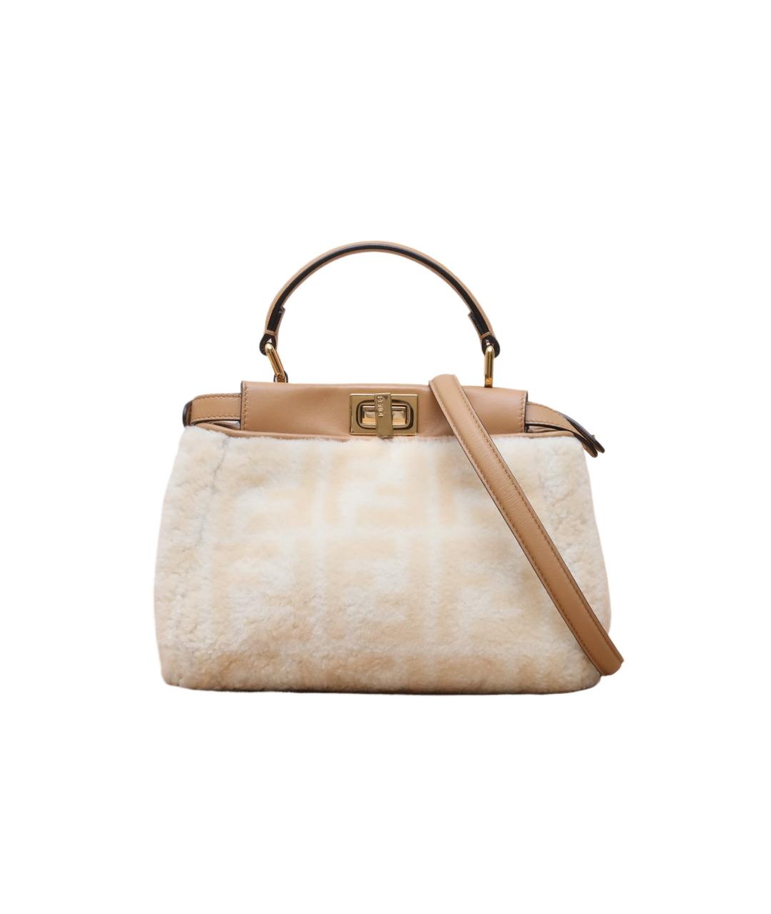 FENDI Бежевая шерстяная сумка через плечо, фото 1