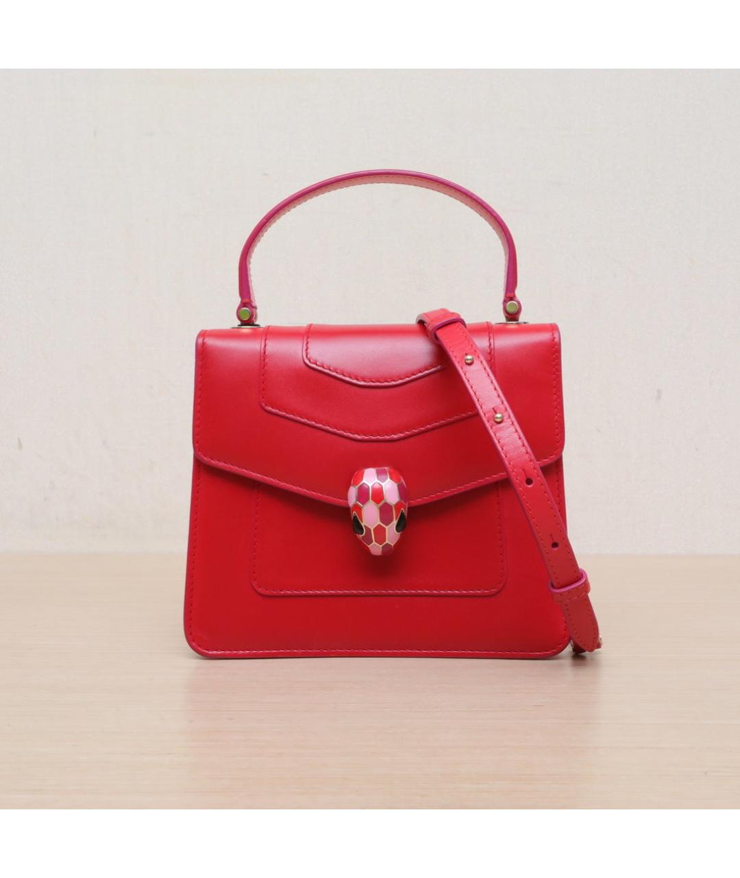 BVLGARI Красная кожаная сумка через плечо, фото 2