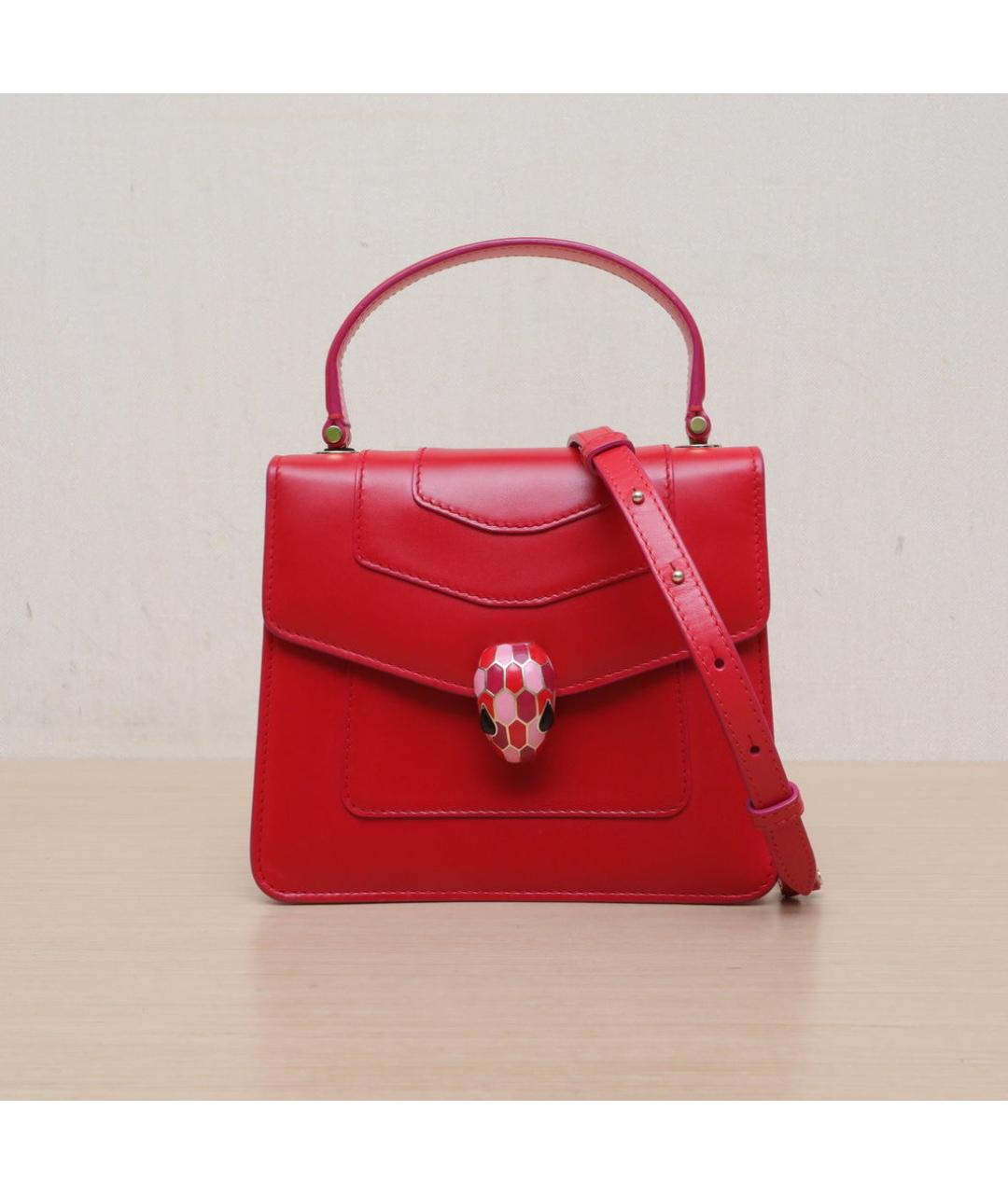 BVLGARI Красная кожаная сумка через плечо, фото 3