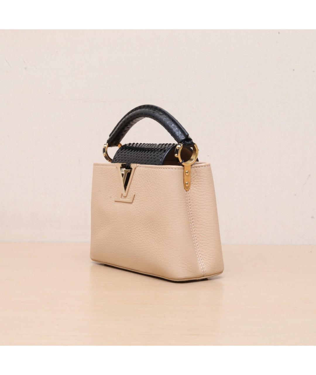 LOUIS VUITTON Бежевая кожаная сумка через плечо, фото 4