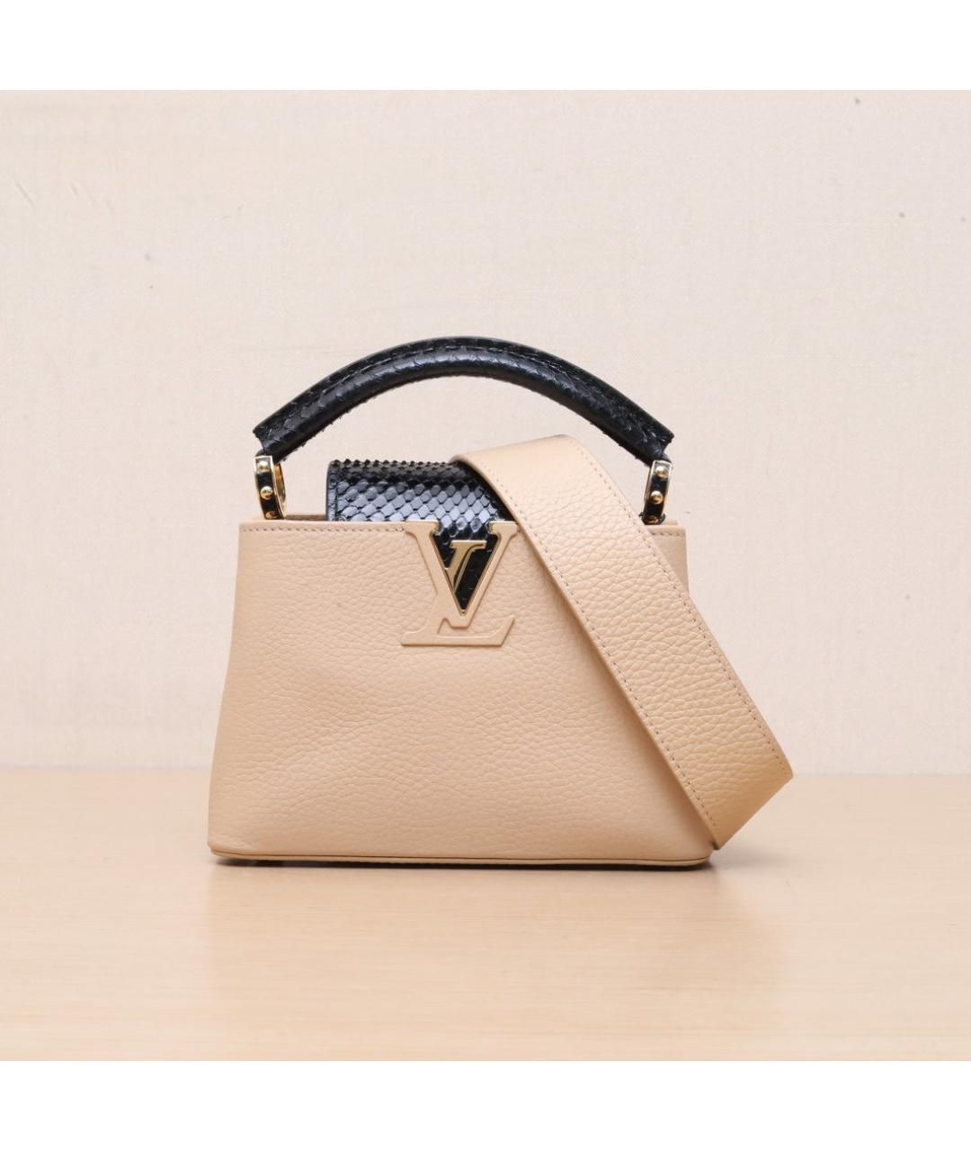 LOUIS VUITTON Бежевая кожаная сумка через плечо, фото 3