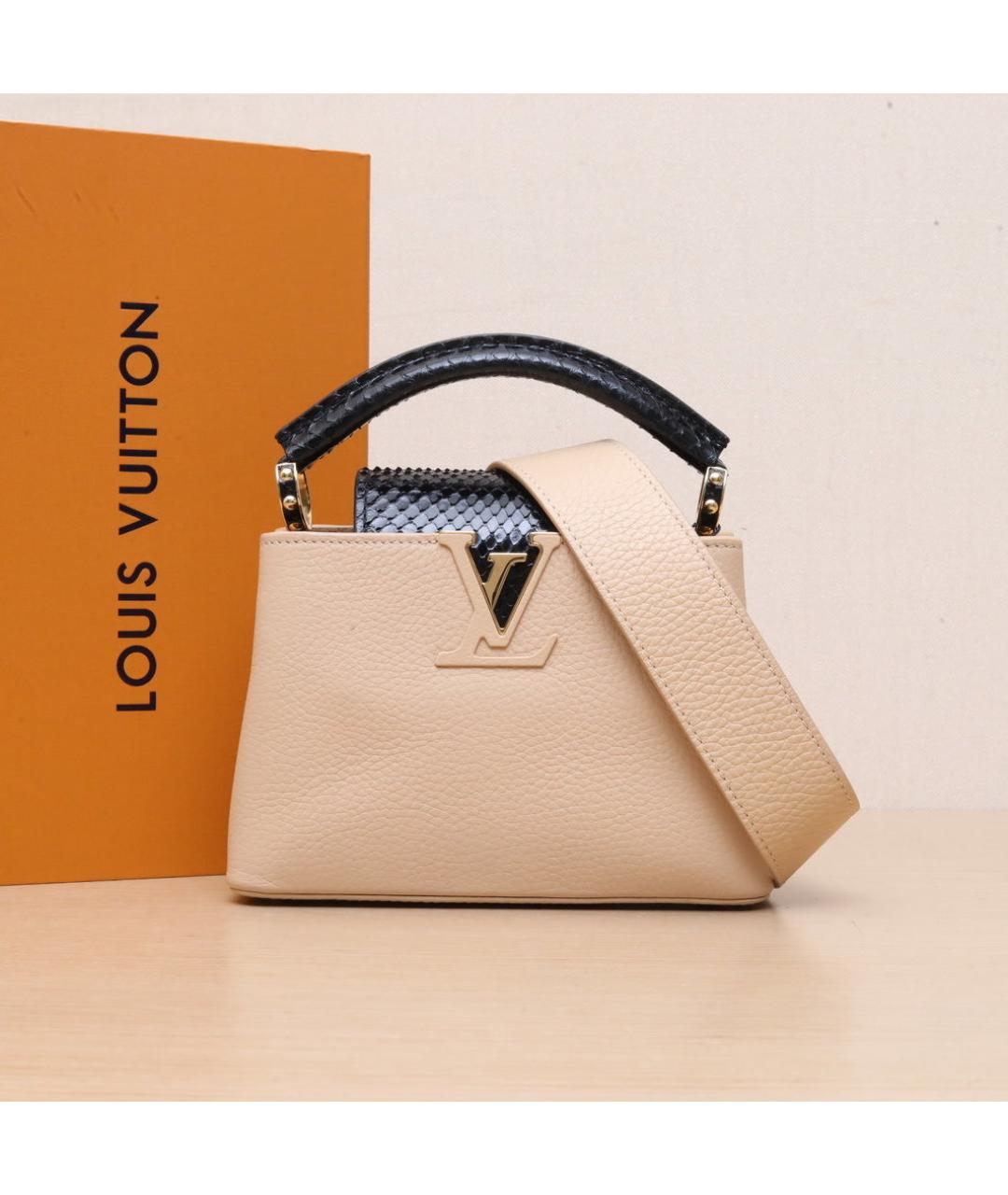 LOUIS VUITTON Бежевая кожаная сумка через плечо, фото 2