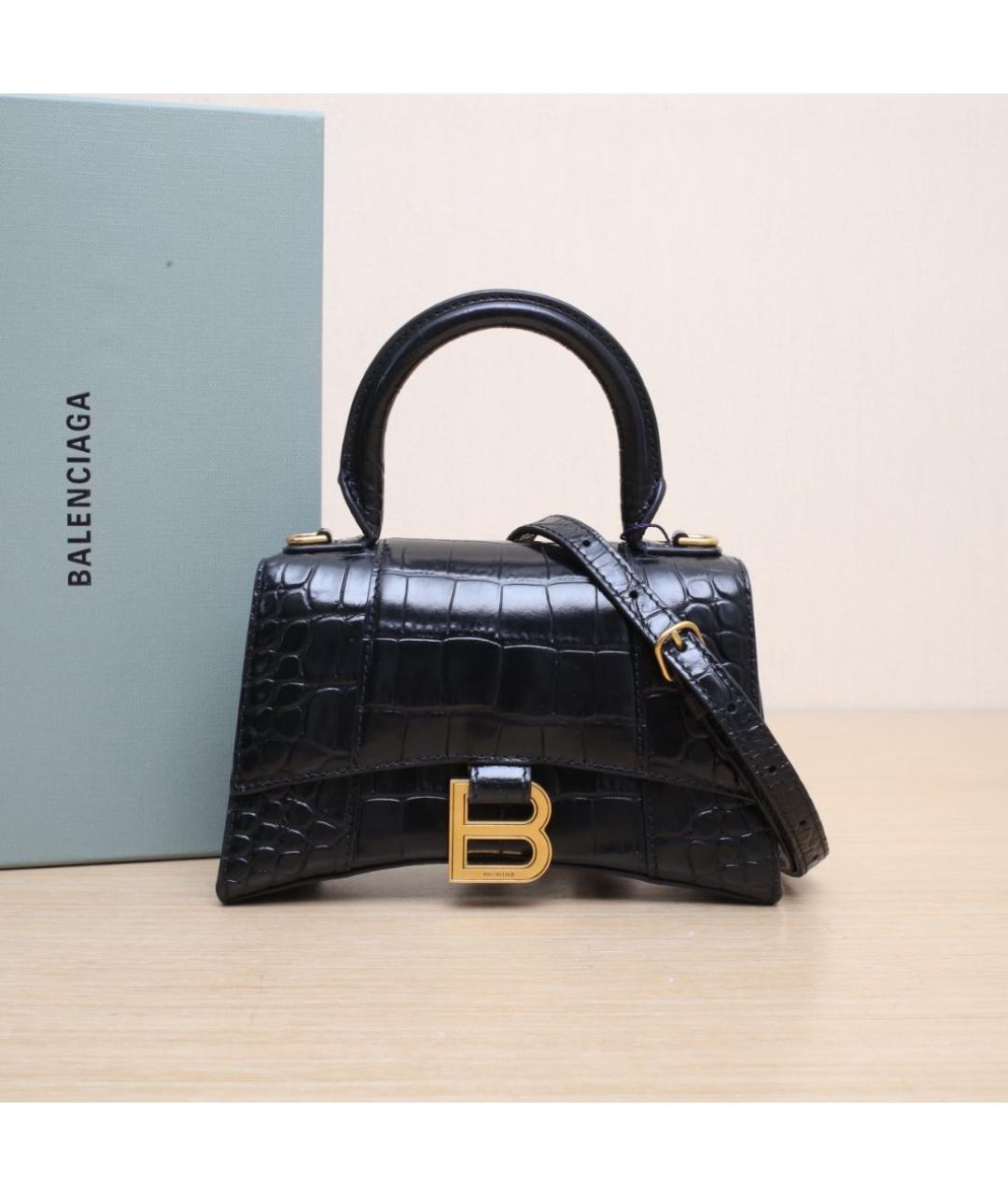 BALENCIAGA Черная кожаная сумка через плечо, фото 2