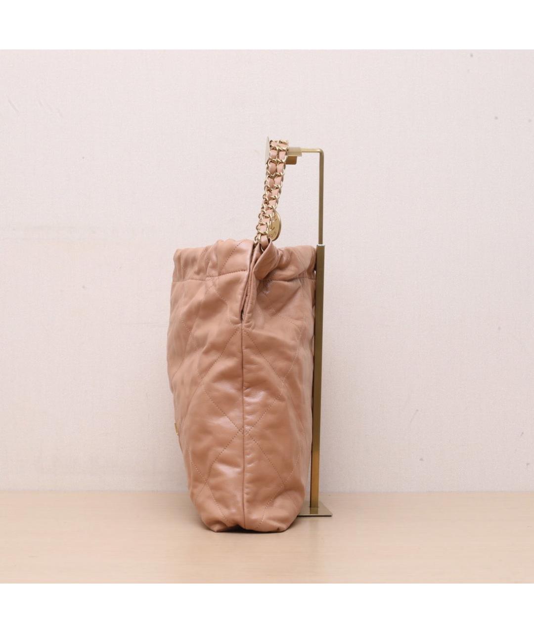 CHANEL Бежевая кожаная сумка через плечо, фото 5