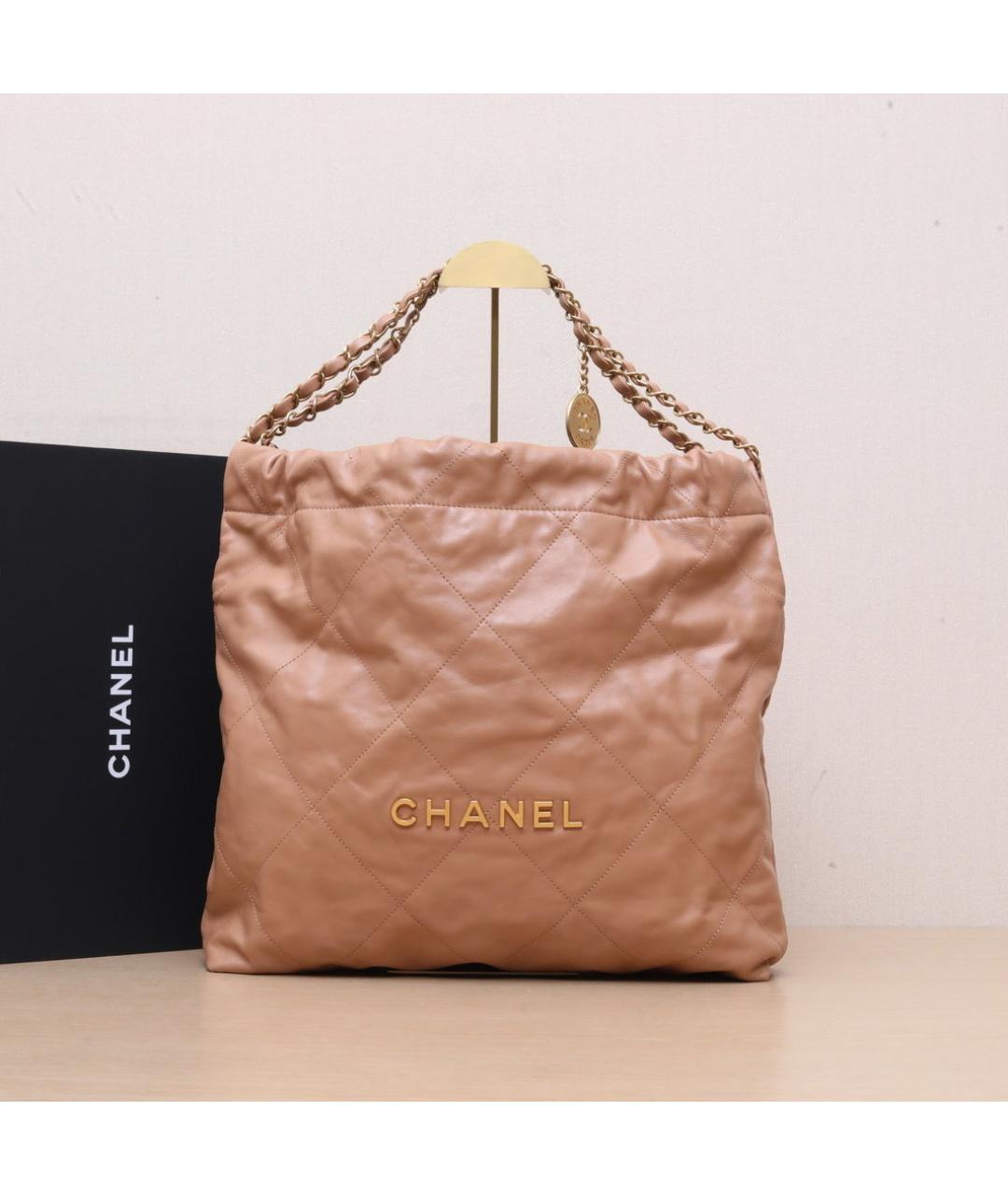 CHANEL Бежевая кожаная сумка через плечо, фото 2