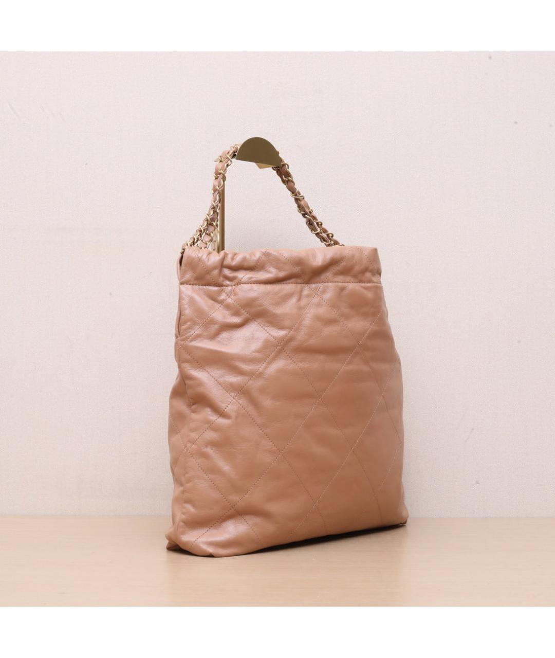 CHANEL Бежевая кожаная сумка через плечо, фото 6