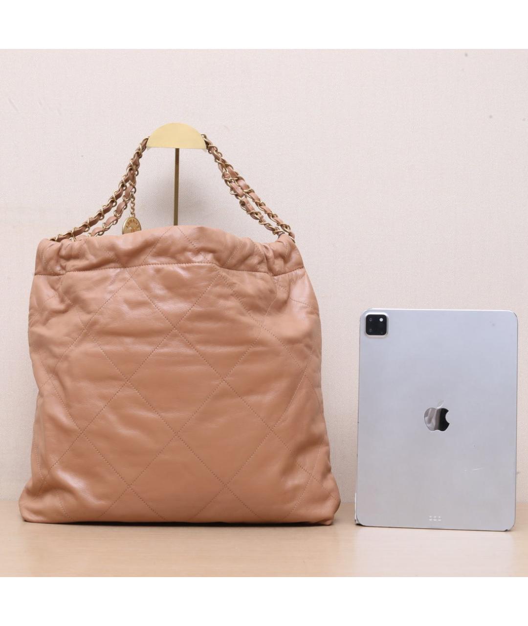 CHANEL Бежевая кожаная сумка через плечо, фото 7