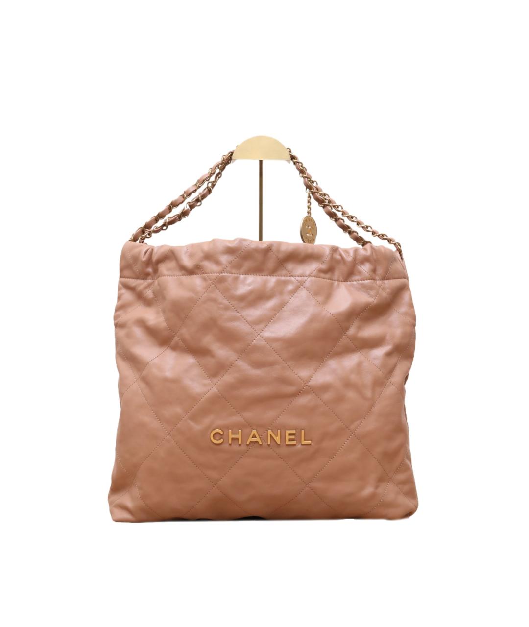 CHANEL Бежевая кожаная сумка через плечо, фото 1