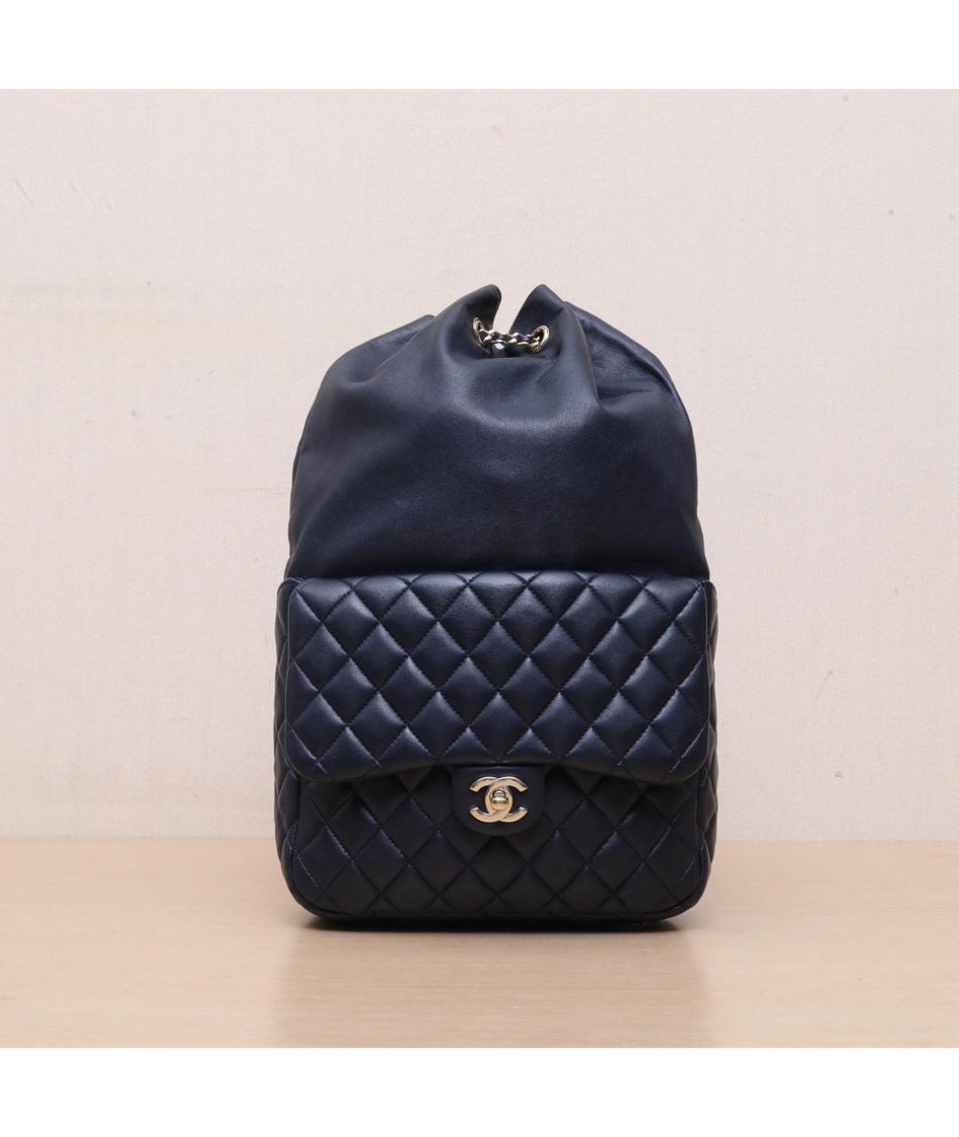 CHANEL Темно-синий кожаный рюкзак, фото 3